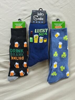 Men's Sock Bundle (4 Pairs) St. Patrick's Day Drinking Leprechaun